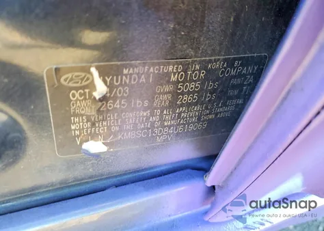 2004 Hyundai Santa Fe Gls из США, поврежденный, VIN KM8SC13D84U619069